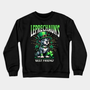 Leprechaun's Best Friend Cute Irish St Patrick's Day Pitbull Puppy Lucky Dog St Paddy's Day Shamrock Crewneck Sweatshirt